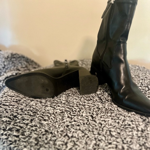 Zara Block Heel Boots - Faux Leather Black - Picture 2 of 4